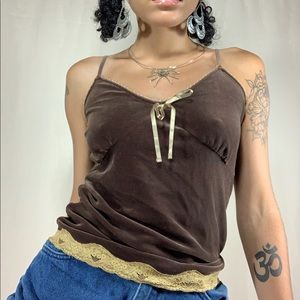 Vintage Old Navy Brown Velvet Tank Top
